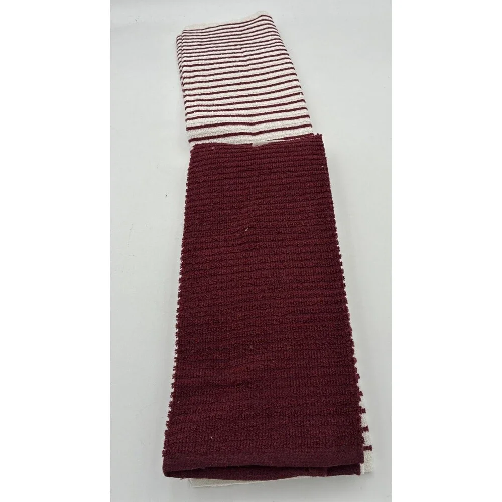 PANTRY KITCHEN TOWELS 3 pack cranberry and white 16 X 26 100% COTTON